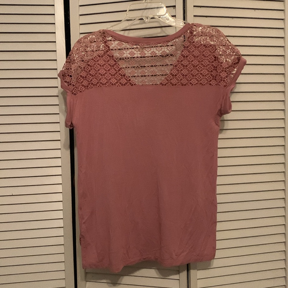 Moral Fiber eyelet lace short sleeve tshirt